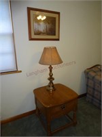 End Table, Lamp and Framed Deer Print