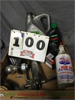 Hitch, grease gun, oils, etc