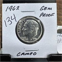 1962 ROOSEVELT SILVER DIME PROOF CAMEO