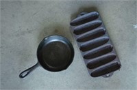 (2) PCS CAST IRON: CORN STICK PAN AND SMALL NO 3