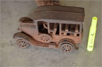 VINTAGE CAST IRON 3 SEAT CAR, RUSTY, UNMARKED