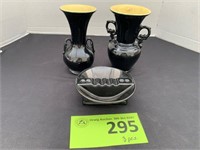 Abingdon Pottery Black & Yellow Vases (3)