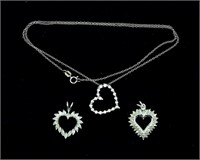 Sterling Heart Gemstone Pendants & Chain