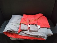 Living King Red/Grey Microfiber 3pc Comforter Set
