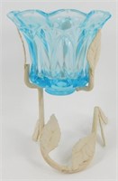 * Fenton Blue Candle Holder with Stand