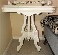 Victorian Walnut antique parlor table in white