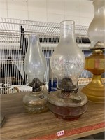 2 oil / keresen lamps with chimneys