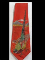 ARTIS SIGNED HAND PAINTED PHEASANT TIE
