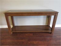 A Contemporary Oak Glass Top Console Table