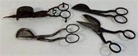 NEAT LOT OF ANTIQUE SCISSORS - CANDLE SNUFFERS