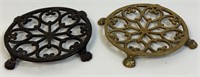 NICE CAST IRON AND BRASS FOOTED TRIVETS