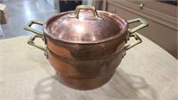 COPPER W/ BRASS ACCENT BAIN MARIE W/ LID 7.25"