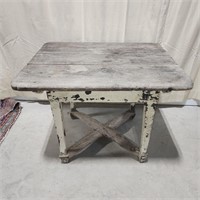 Antique weathered wood chippy paint table