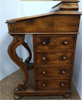 Petite Antique Davenport Ship Desk, No Key, 1800's