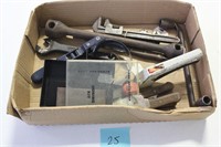 Box of misc. Tools, Clippers, Steak Knives