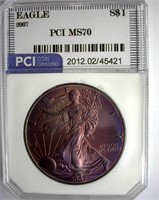 2007 Silver Eagle PCI MS-70 Beautiful Color