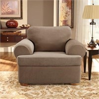 SureFit Stretch Pique T-Cushion Chair Slipcovers,