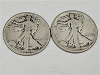 1918 D&S Silver Walking Liberty Half Dollar Coins