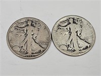 1918 P&S Silver Walking Liberty Half Dollar Coins