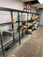 6 - Green Coated Metro Shelves w/ Dishes