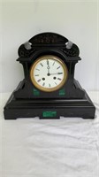 Black marble mantle clock