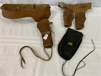 Lot of 3 Holsters Including Leather Belt Holster,