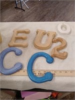 Group of assorted wood numbers and letters
