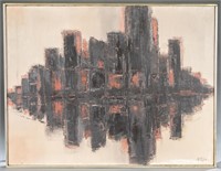 Howard Kuh, cityscape abstract, O/C.