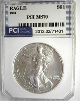 1994 Silver Eagle MS70 LISTS $11000