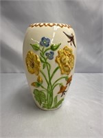 VINTAGE 1977 EMC POTTERY CERAMIC FLORAL VASE 8.5"