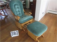 Oak Glider Chair with Ottoman