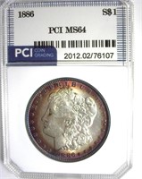 1886 Morgan PCI MS64 Purple Rim