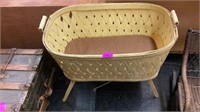 YELLOW BASSINET AND CHILDS ROCKING CHAIR WICKER