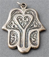 Vintage Judaica Silver Hamsa Pendant