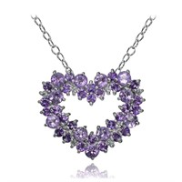 Genuine Amethyst Amethyst Heart Cluster Necklace