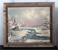 Oil Painting in Barn-Board Frame