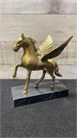 Vintage Solid Brass Horse On Marble Base 5.5" Long
