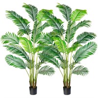 KOL 7ft 2-PACK Artificial Areca Palm Plant in Pot,