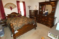 4 Pcs Dark Wood Bedroom Set