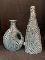 2 POTTERY VASES - 9 “ AND 12 “