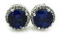 $650 Platilite 4.00 ct Sapphire Solitaire Earrings