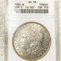 1884 Morgan Silver Dollar ANACS - AU58 VAM-3