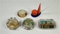 4) GLASS SOUVENIR PAPERWEIGHTS & WORLDS FAIR S&P