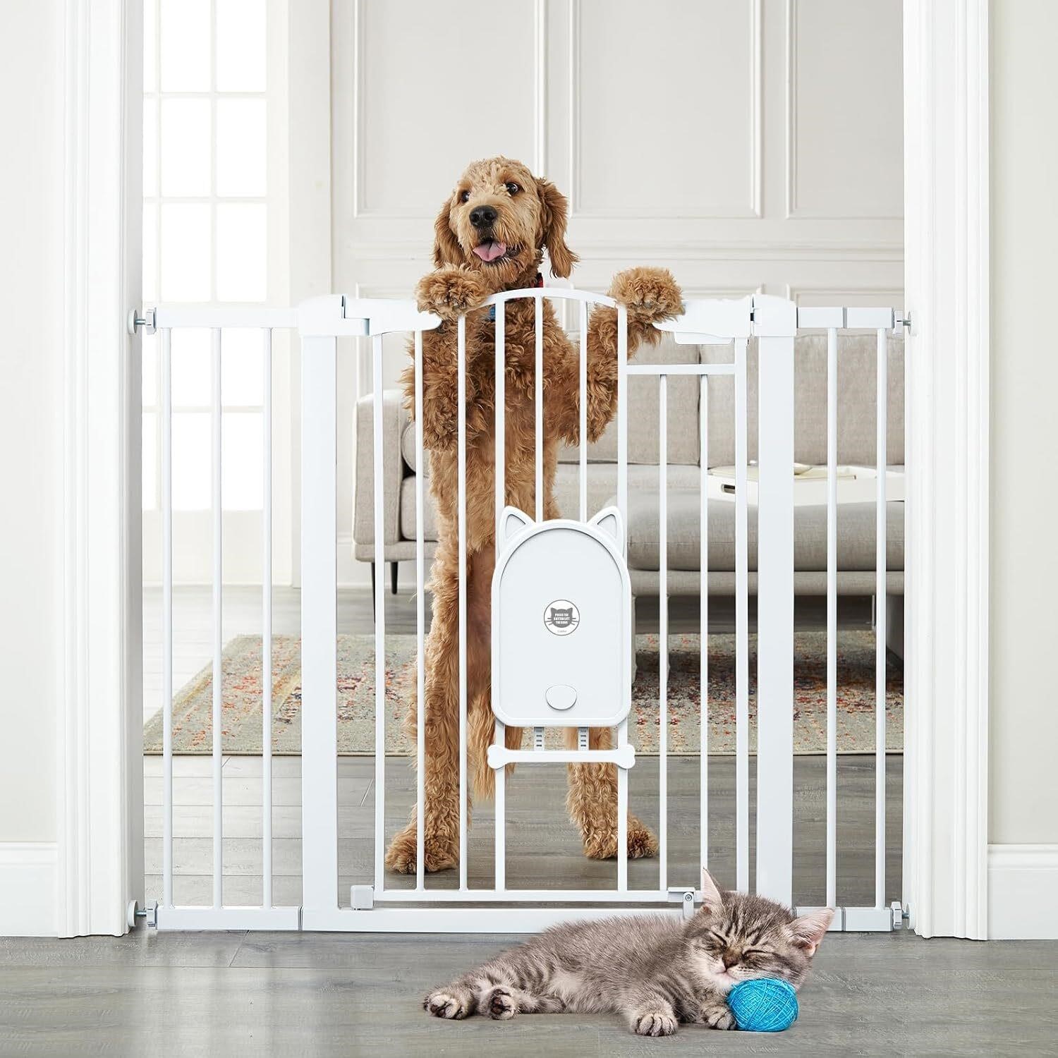 Cumbor 36" Extra Tall Baby Gate with Cat Door