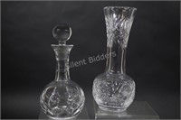 Cut Crystal Decanter and Large Vase