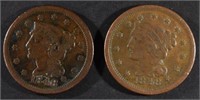 2 1848 LARGE CENTS VF