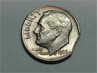 OF) CLIPPED ERROR 1966 Roosevelt dime