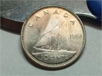 OF) BU 1953 silver Canada dime