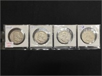 4 Ben Franklin Silver Half Dollars