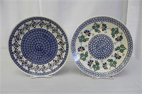 Two 10" Polish Pottery Plates